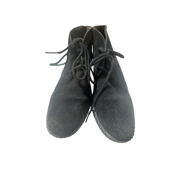 Clarks Womens Black Suede Ankle Booties With Wedge Heel 6.5 - Picture 2 of 8